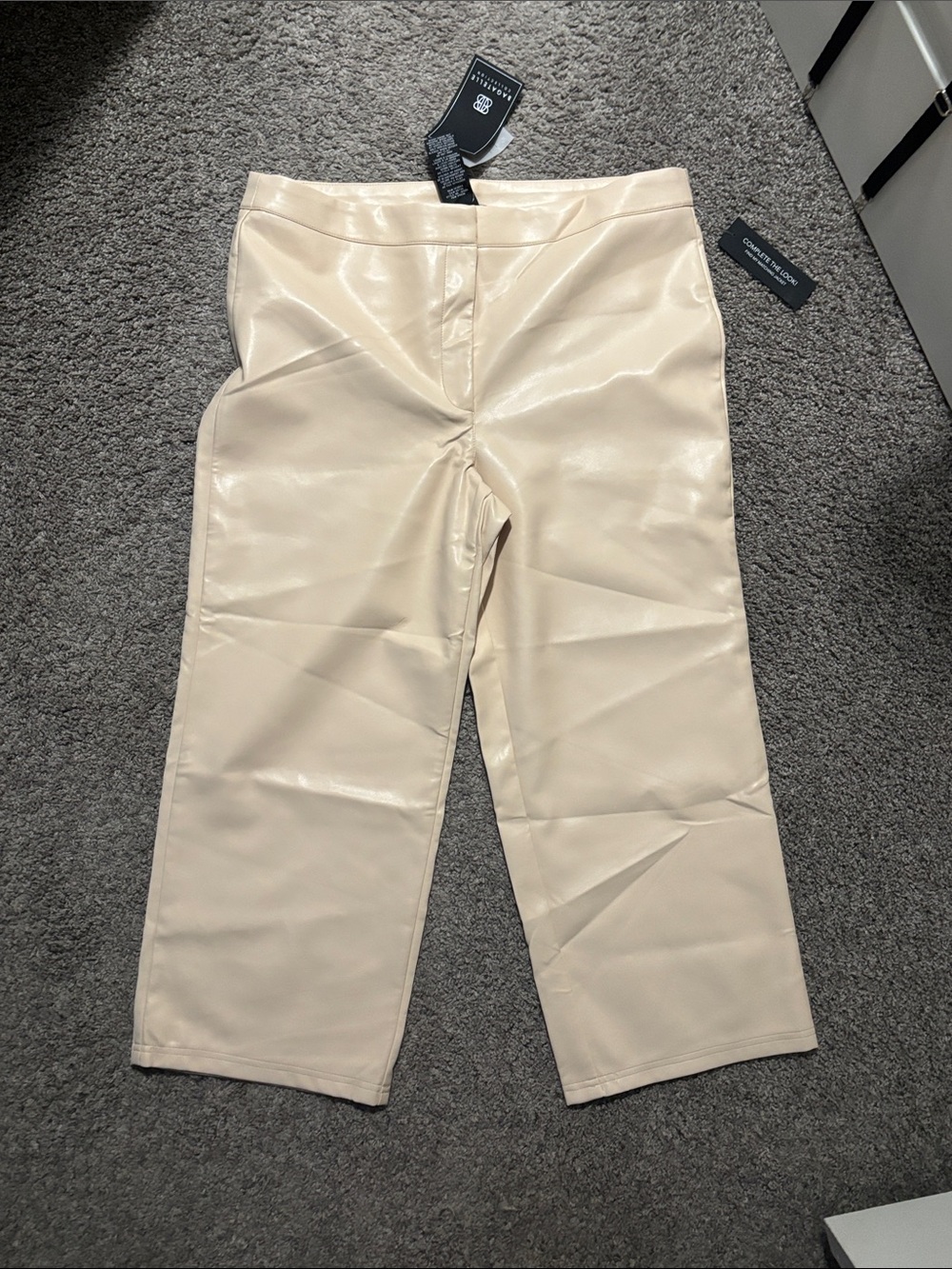 Bagatelle Blush Faux Leather Cropped Wide-Leg Pants